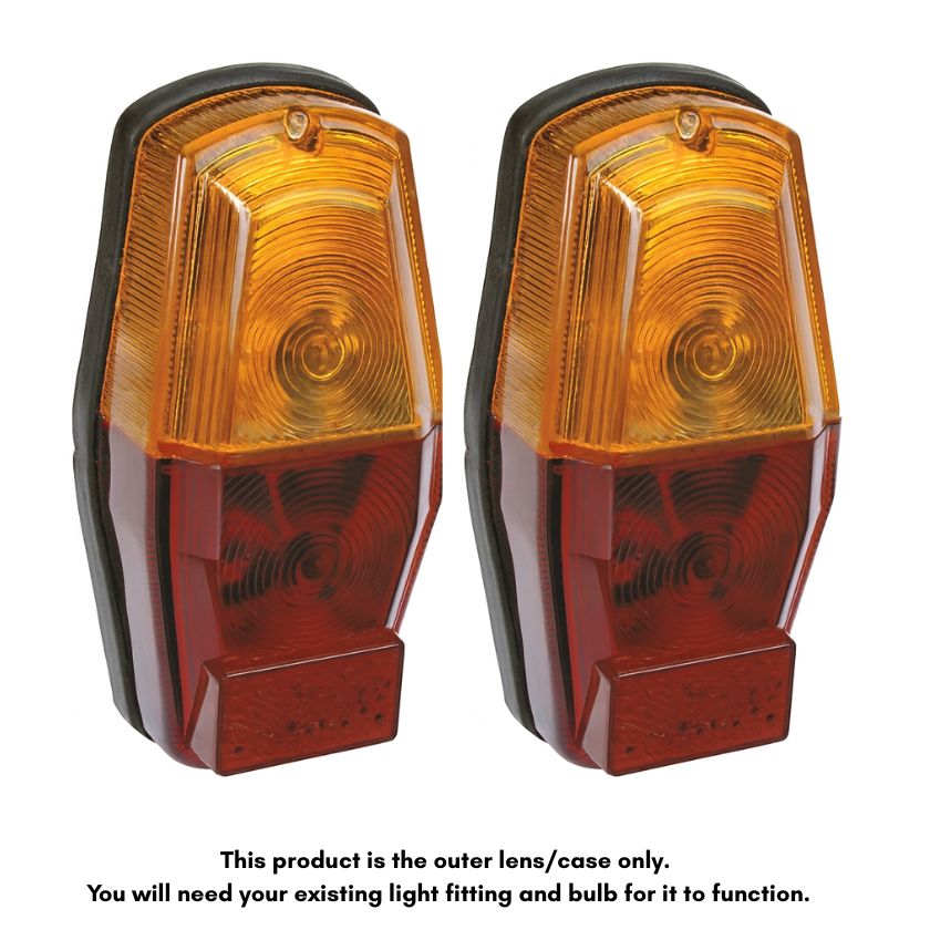 Trailer Tail Light Lens Cover Only – Amber/Red – Case Housing (No Bulb or Wiring)