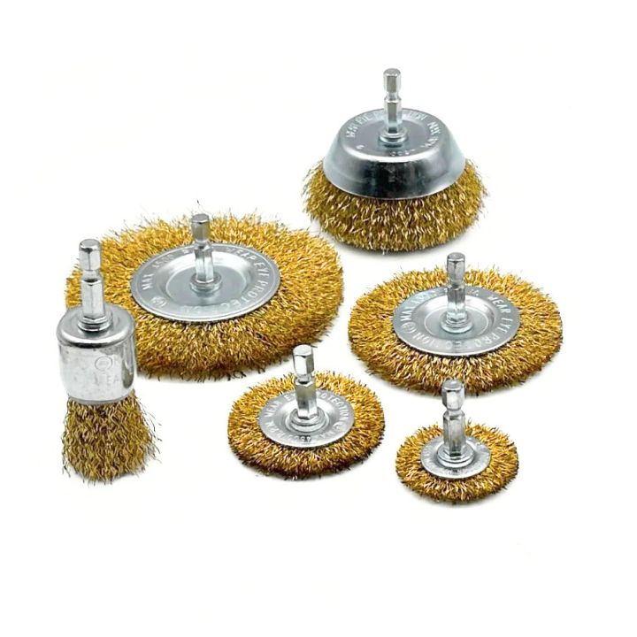 6 Piece Wire Brush Wheel Set, 1/4" - South East Clearance Centre