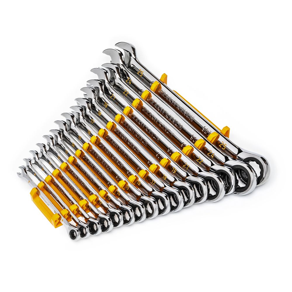 GEARWRENCH 86928 16pce 90-Tooth 12 Point Metric Combination Ratcheting Wrench Set - South East Clearance Centre