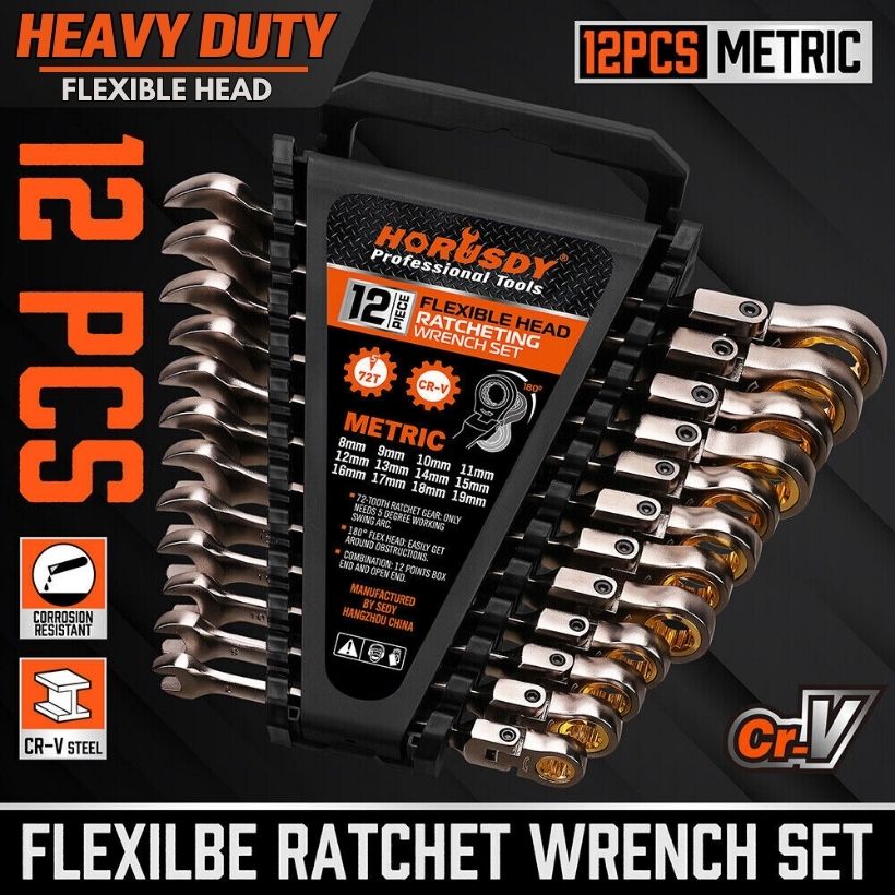 12 Piece Metric Flexible Ratchet Wrench Set - South East Clearance Centre