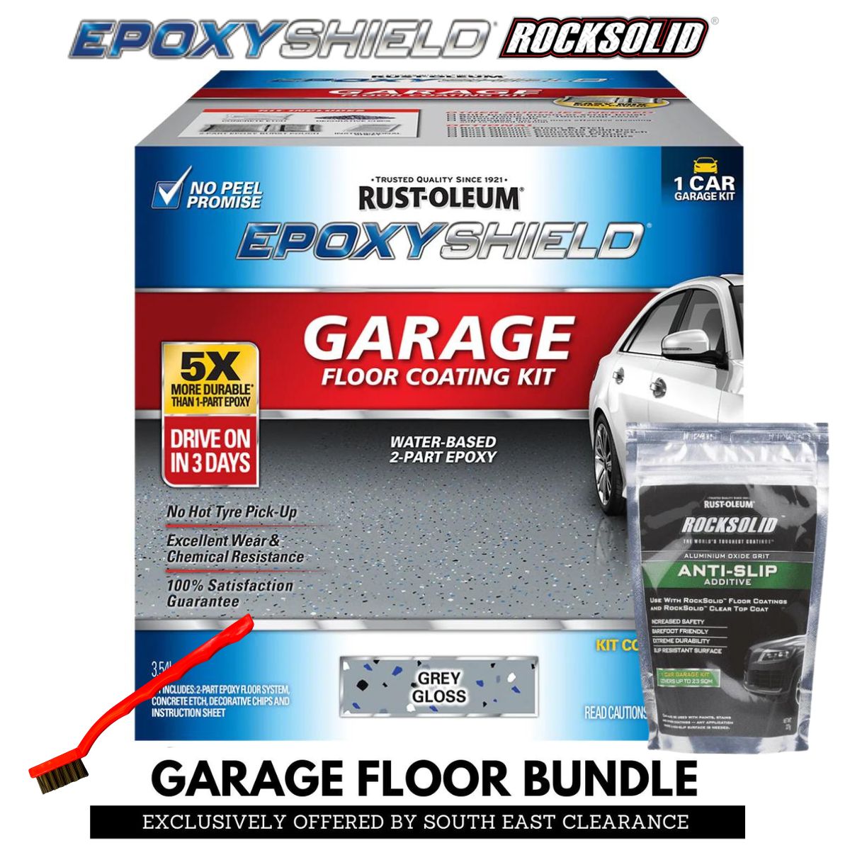 Rust-Oleum EPOXYSHIELD Garage Floor Coating Kit - Single Car Garage | GREY GLOSS - South East Clearance Centre