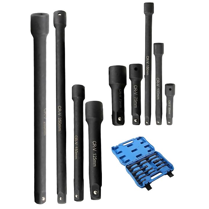 Extension Bar 9 Piece Set, 1/4, 3/8, 1/2" Drive - South East Clearance Centre