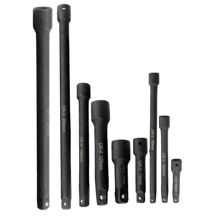 Extension Bar 9 Piece Set, 1/4, 3/8, 1/2" Drive - South East Clearance Centre