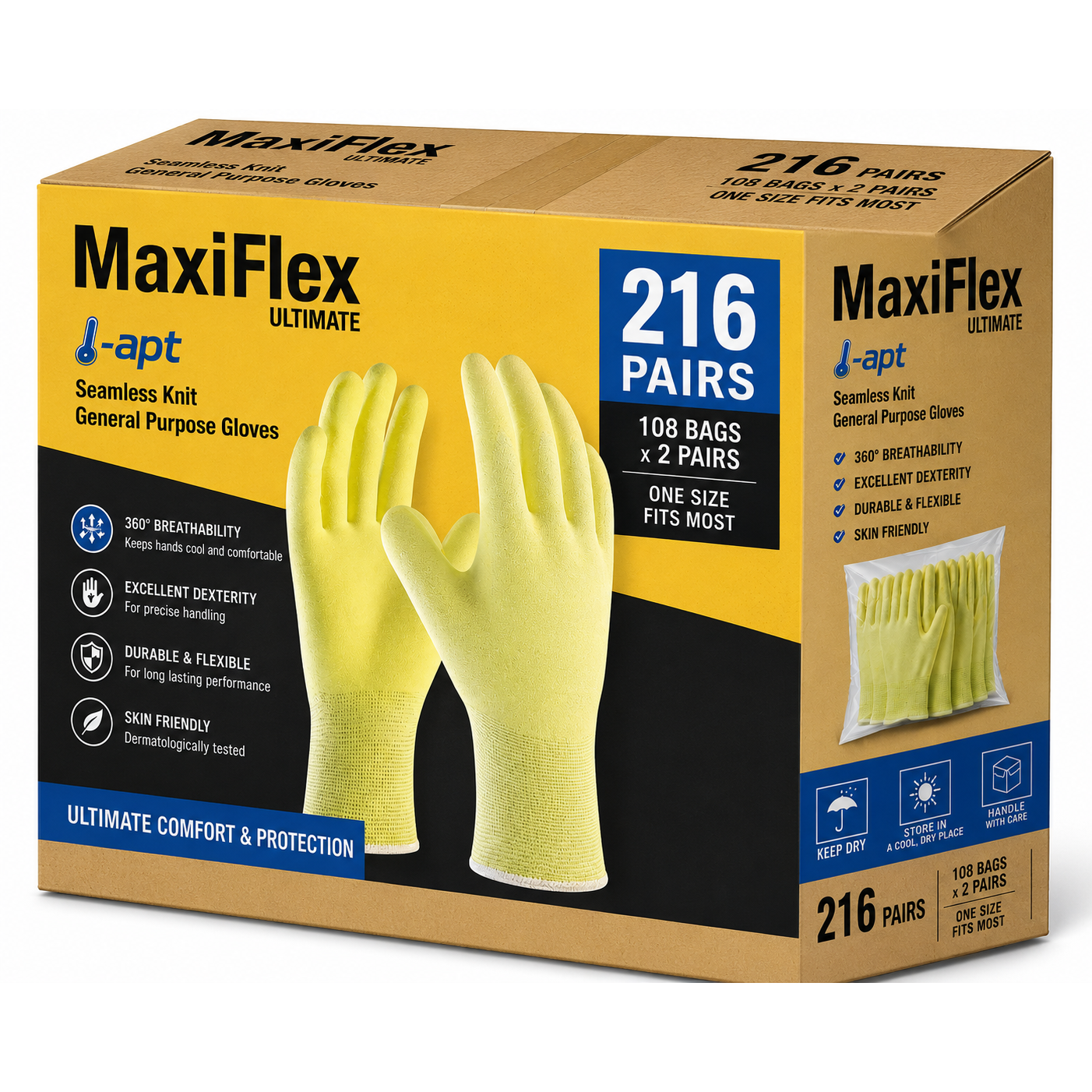 ATG MaxiFlex Cut 34-8743FY Gloves (72 pairs) - South East Clearance Centre
