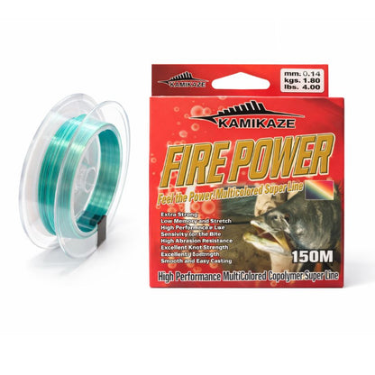 Multicolored FIREPOWER Super Fishing Line 150m 4lb Green & Blue