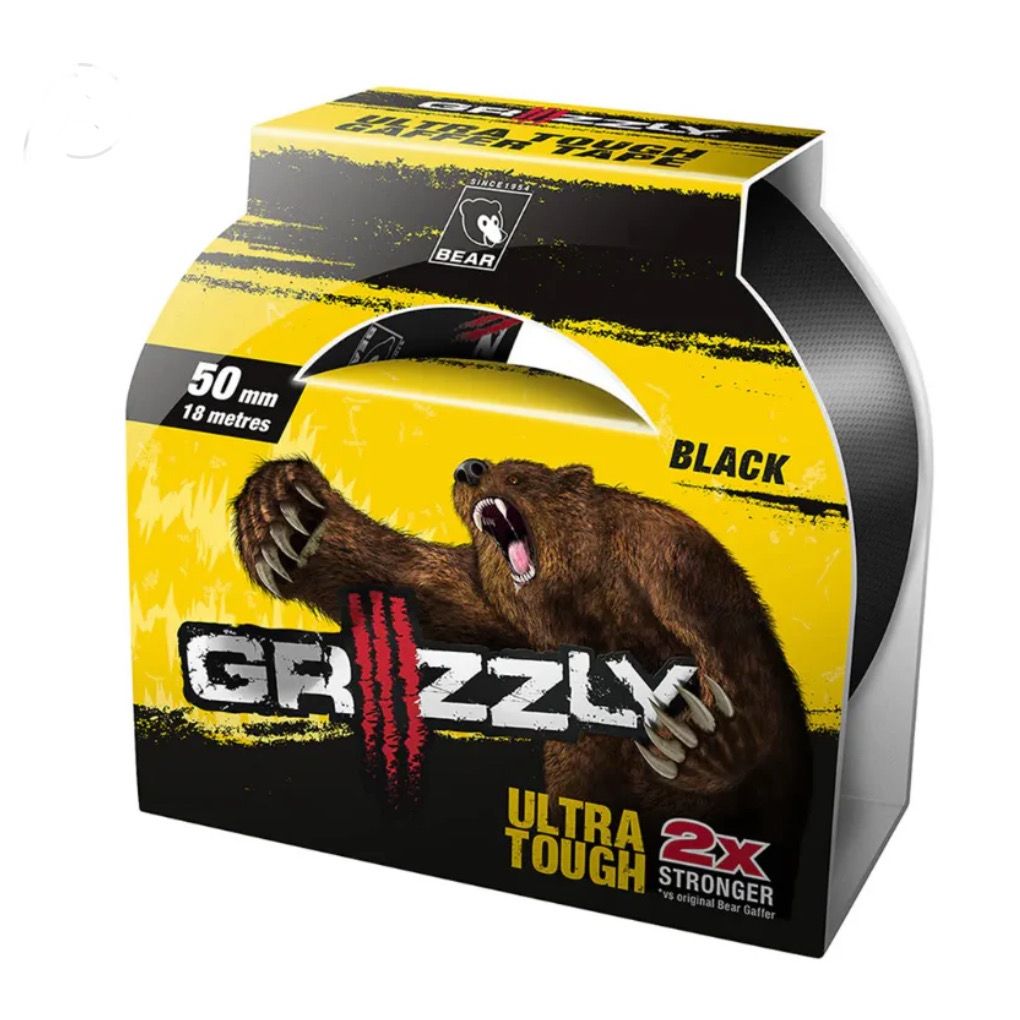 BEAR GRIZZLY Ultra Tough Gaffer Tape Black 50mm x 18m - South East Clearance Centre