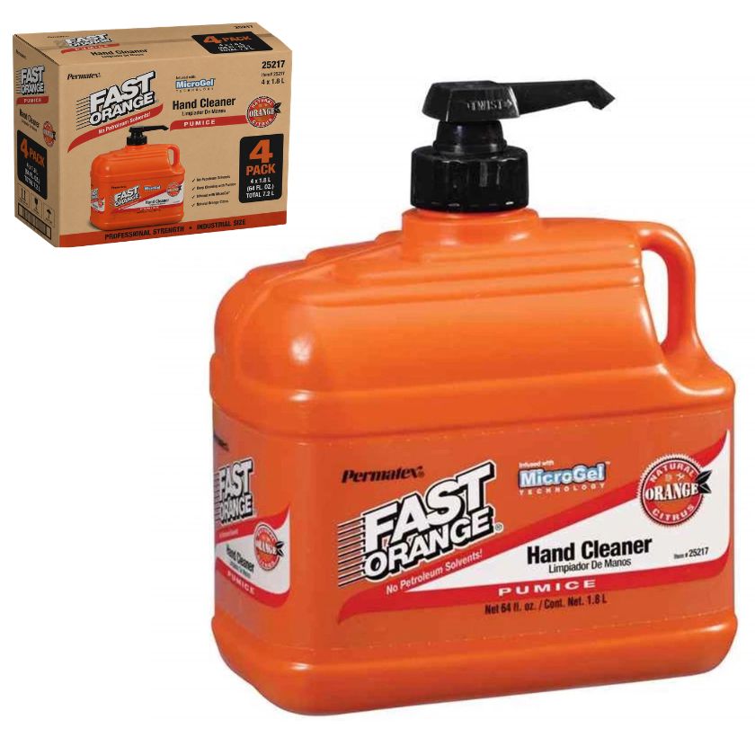 Permatex Fast Orange Fine Pumice Lotion Hand Cleaner, 1.8L w/pump (4 Pack) - South East Clearance Centre
