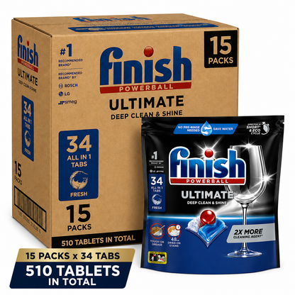 (510 Tablets) - Finish Powerball Ultimate Dishwasher Tablets Fresh (34 Pack – Carton of 15)