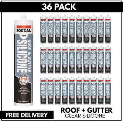 Soudal 127779 Trade Professional Roof & Gutter Silicone Clear 300ml (Box of 36) 128224