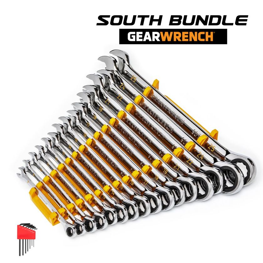 GEARWRENCH 86928STH 16pce 90-Tooth 12 Point Metric Combination Ratcheting Wrench Set with allen key - South East Clearance Centre
