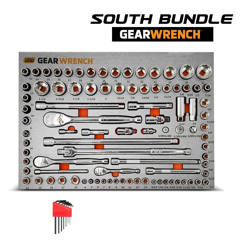 GEARWRENCH 83992STH 90pce 1/4", 3/8" & 1/2" Drive Metric/SAE Socket Set in EVA Tray with allen key - South East Clearance Centre