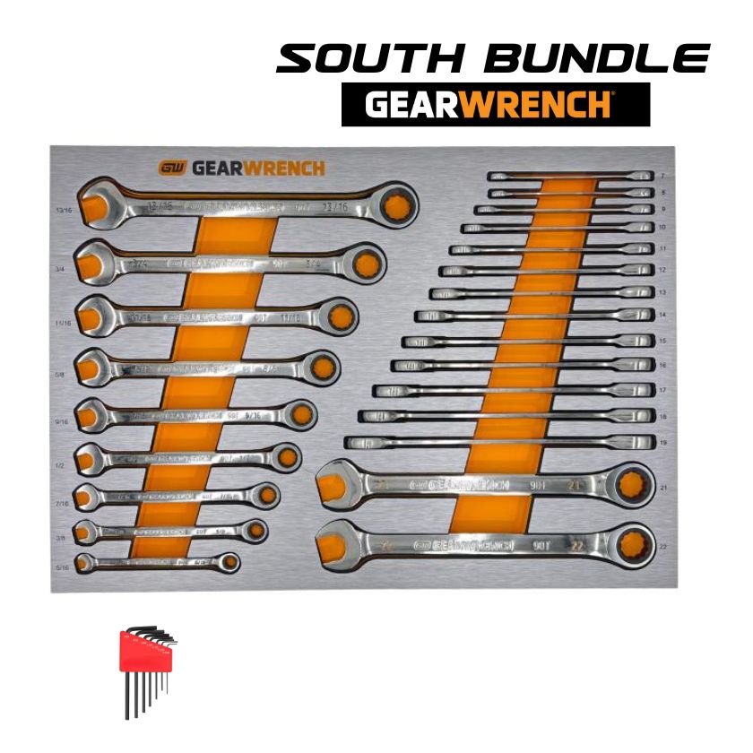 GEARWRENCH 24 Pc. 90T Ratcheting Wrench Set in EVA Tray (Metric/SAE) [83990NSTH] with allen key - South East Clearance Centre