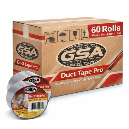 GSA 8512SI Duct Tape Pro Silver 0.12mm - 30 metres x 48mm (Box of 60 Rolls) - South East Clearance Centre