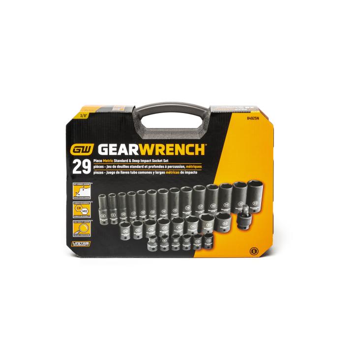 GEARWRENCH 84925N 29pce 3/8" Drive 6 Point Standard & Deep Impact Metric Socket Set - South East Clearance Centre
