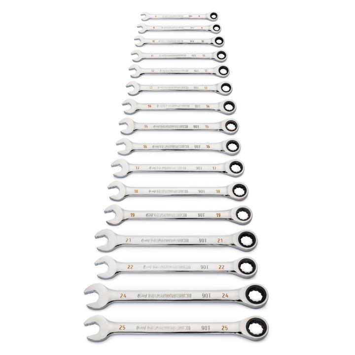 GEARWRENCH 86928 16pce 90-Tooth 12 Point Metric Combination Ratcheting Wrench Set - South East Clearance Centre