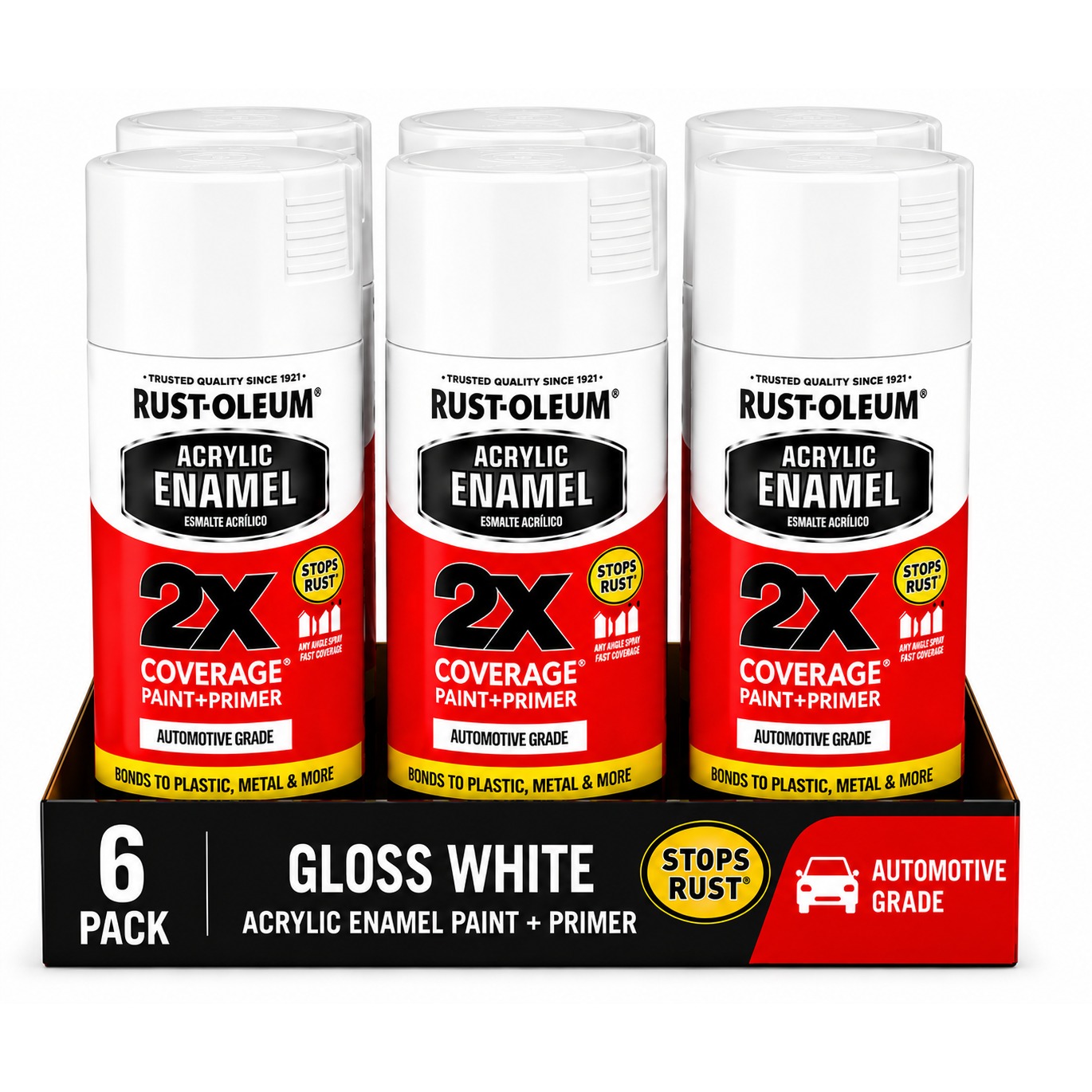 Rust-Oleum 2X Automotive Acrylic Enamel Paint + Primer – 340g (6 Pack)