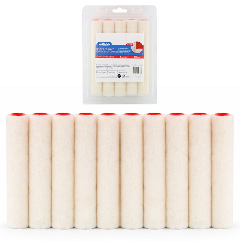 Oldfields Nook & Cranny Mini Roller Covers – Mohair, 4mm Pile, 160mm (10 Pack) - South East Clearance Centre