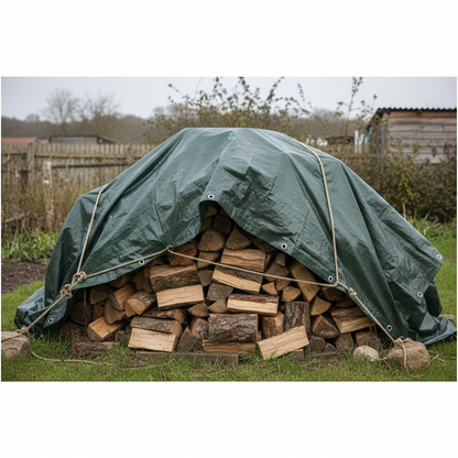 Heavy-Duty Tarpaulin – Reinforced Corners – Weather Resistant, UV Treated – 122 x 183cm  (4 x 6ft)  Finished Size 114 x 175 cm (3'8 x 5'8") - South East Clearance Centre