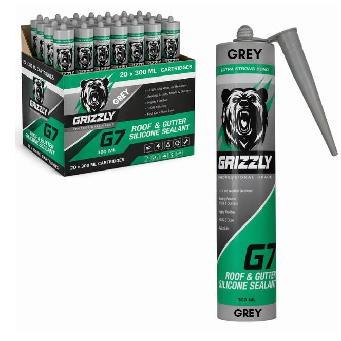 GRIZZLY G7RGS-G | Roof & Gutter Neutral Silicone | 200 Cartridges - Grey - South East Clearance Centre