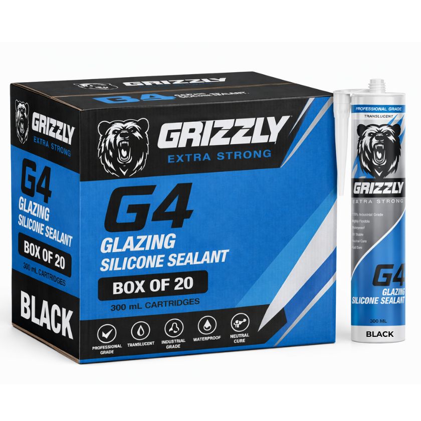 Grizzly G4 Black Glazing Silicone Sealant (Box of 20) - BLACK - South East Clearance Centre