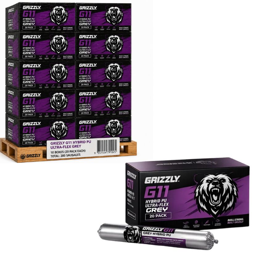 Grizzly G11 Hybrid PU Ultra Flex Joint Sealant & Adhesive 600ml – Box of 200 (Grey) - South East Clearance Centre