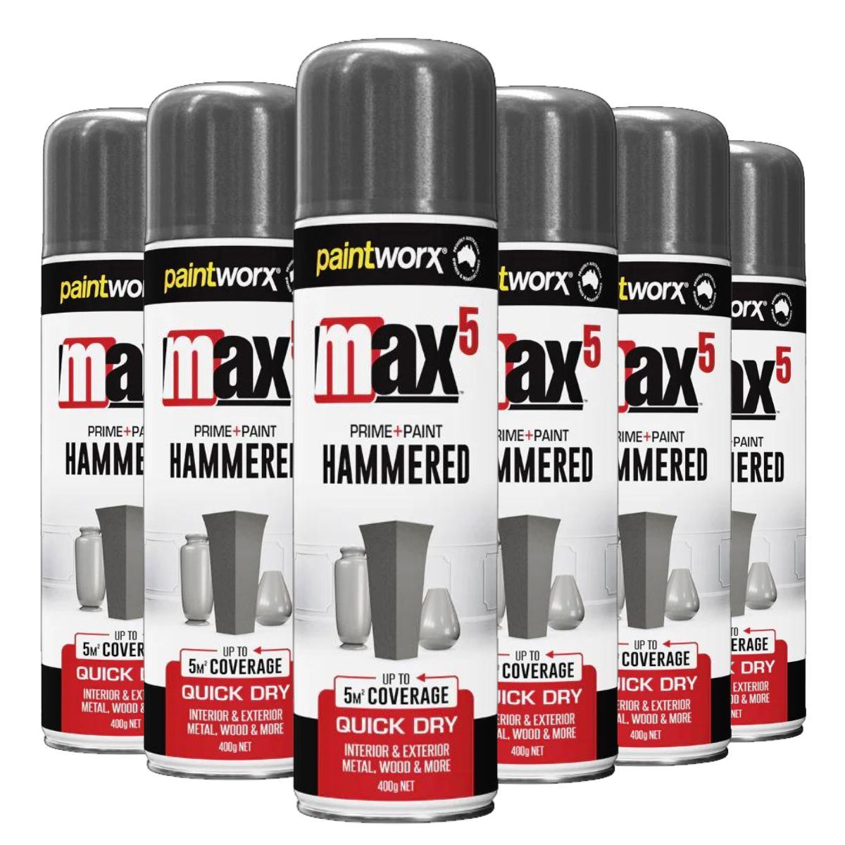 Hammered Charcoal Spray Paint + Primer by Paintworks Max 5 (6 cans) - South East Clearance Centre