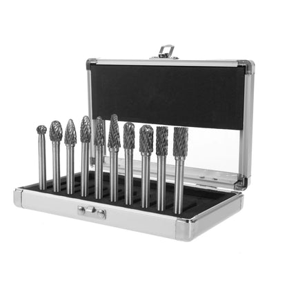 10Pcs Carbide Burr Set on 1/4" Shank - South East Clearance Centre