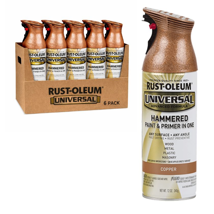 (6 Cans) Rust-Oleum UNIVERSAL® Hammered Spray Paint | 250383 Hammered Copper - South East Clearance Centre