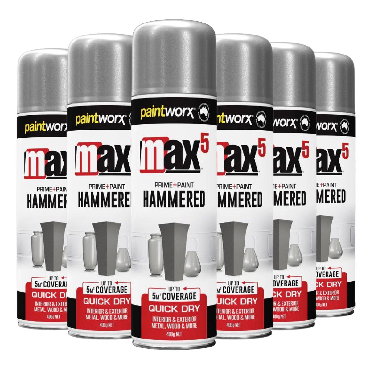 Paintworks Max 5 Hammered Paint + Primer (6 cans) - South East Clearance Centre