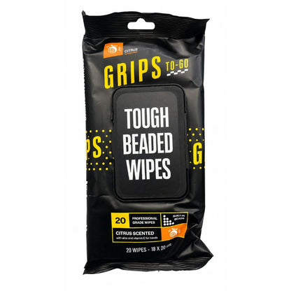 Grips To-Go Tough Beaded Wipes Citrus 18cm x 20cm Pack 20 GR20-85261 - South East Clearance Centre