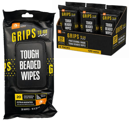 Grips To-Go Tough Beaded Wipes Citrus 18cm x 20cm Pack 20 GR20-85261 - South East Clearance Centre