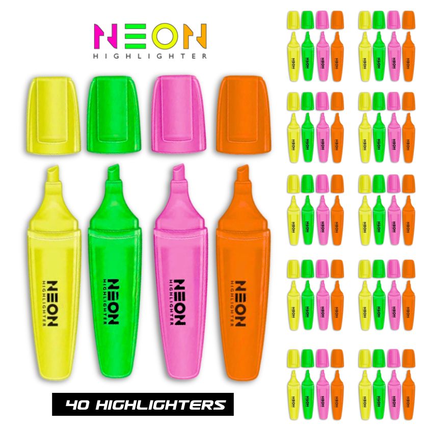 (40 Pack) Neon Highlighters - South East Clearance Centre