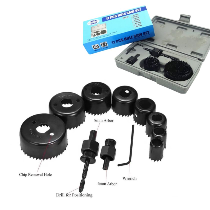 11-Piece Holesaw Set – 19mm to 64mm (Wood & Thin Sheet Metal)