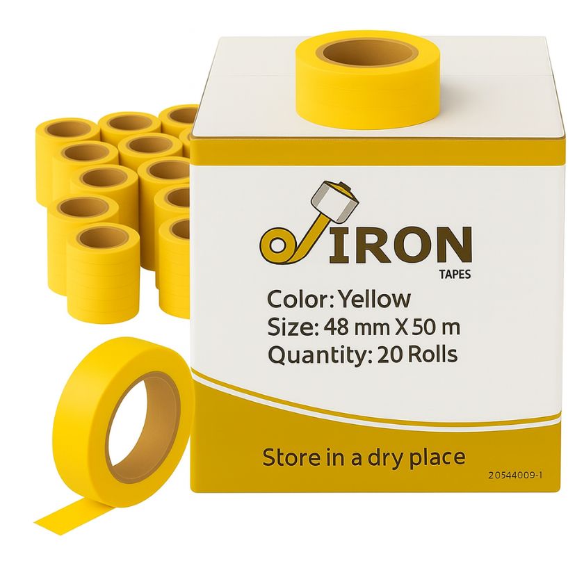 Iron Brand Yellow Painters Masking Tape (50 metres per roll) -18mm - South East Clearance Centre