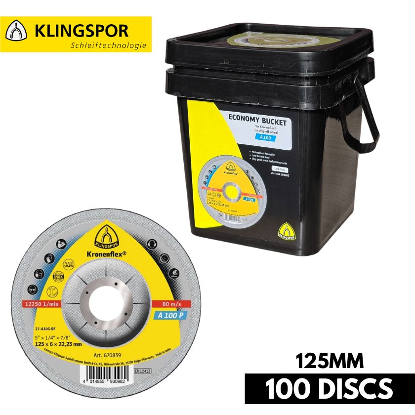 Klingspor 694466 125mm 100-Pack Cut-off Wheels Discs Economy Bucket