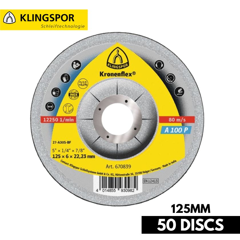 Klingspor 694466 125mm  Cut-off Wheels Discs Economy (50 Pack) - South East Clearance Centre