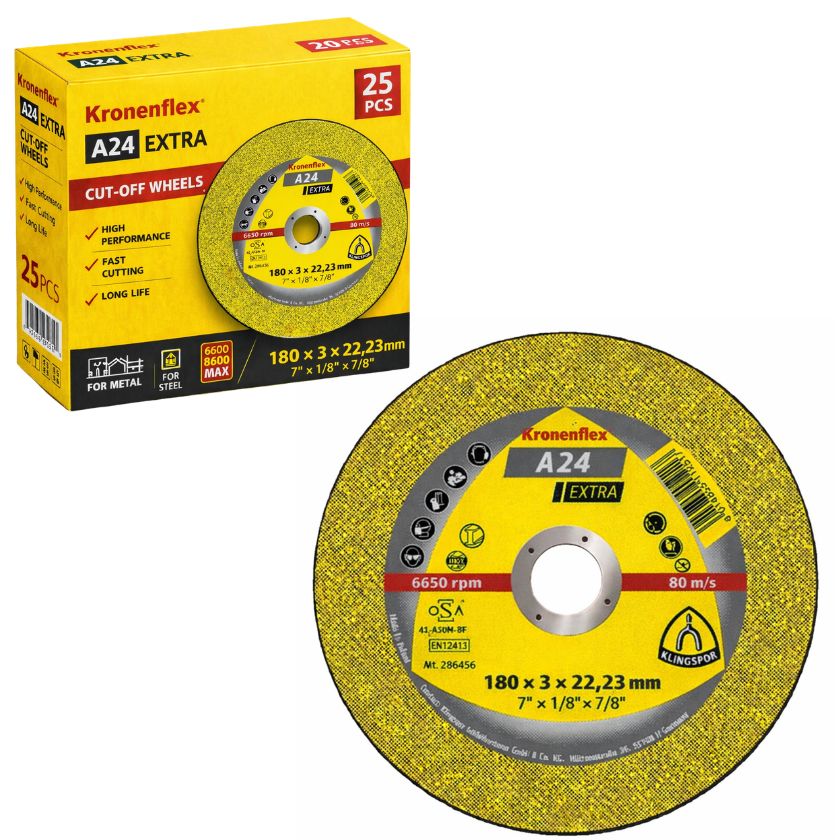 Klingspor Cutting Disc 180 x 3 x 22.23mm Metal A 24 Extra (Pack of 25) - South East Clearance Centre