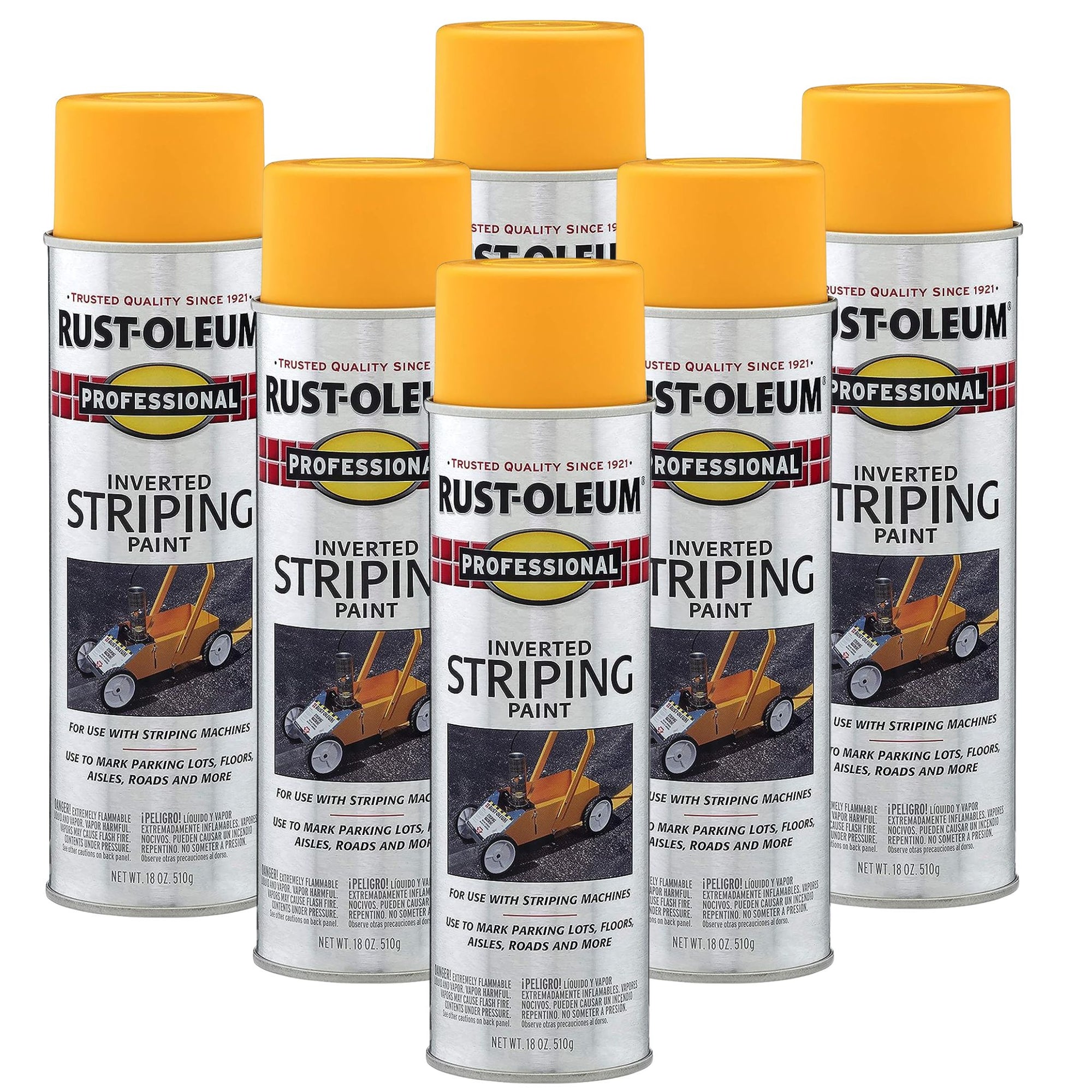 Rust-Oleum 2548838 Professional Stripe Inverted Striping Spray Paint, Yellow (6 cans) - South East Clearance Centre