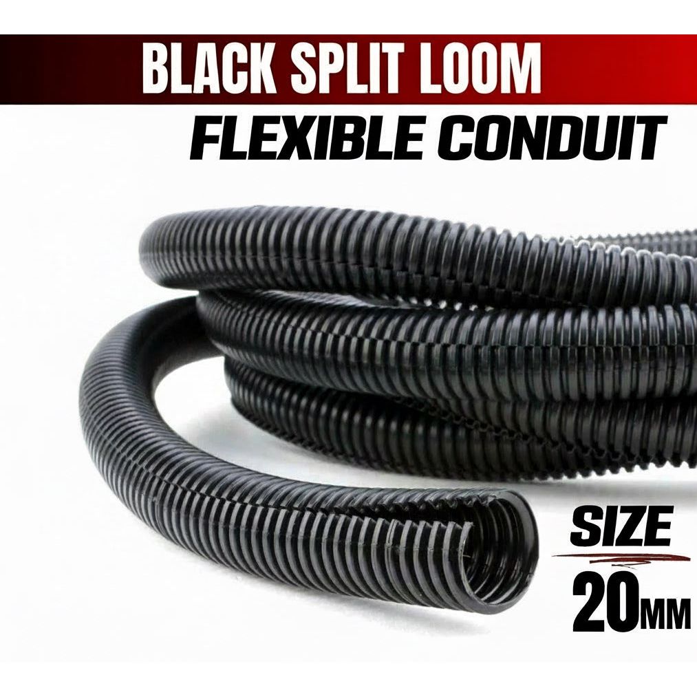 3 metre - Black Split Loom Flexible Conduit (20mm) Box of 65 - South East Clearance Centre