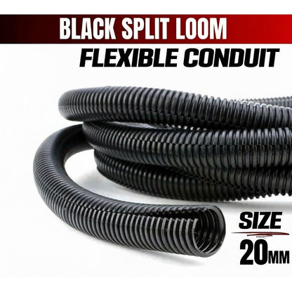 3 metre - Black Split Loom Flexible Conduit (20mm) Box of 65 - South East Clearance Centre