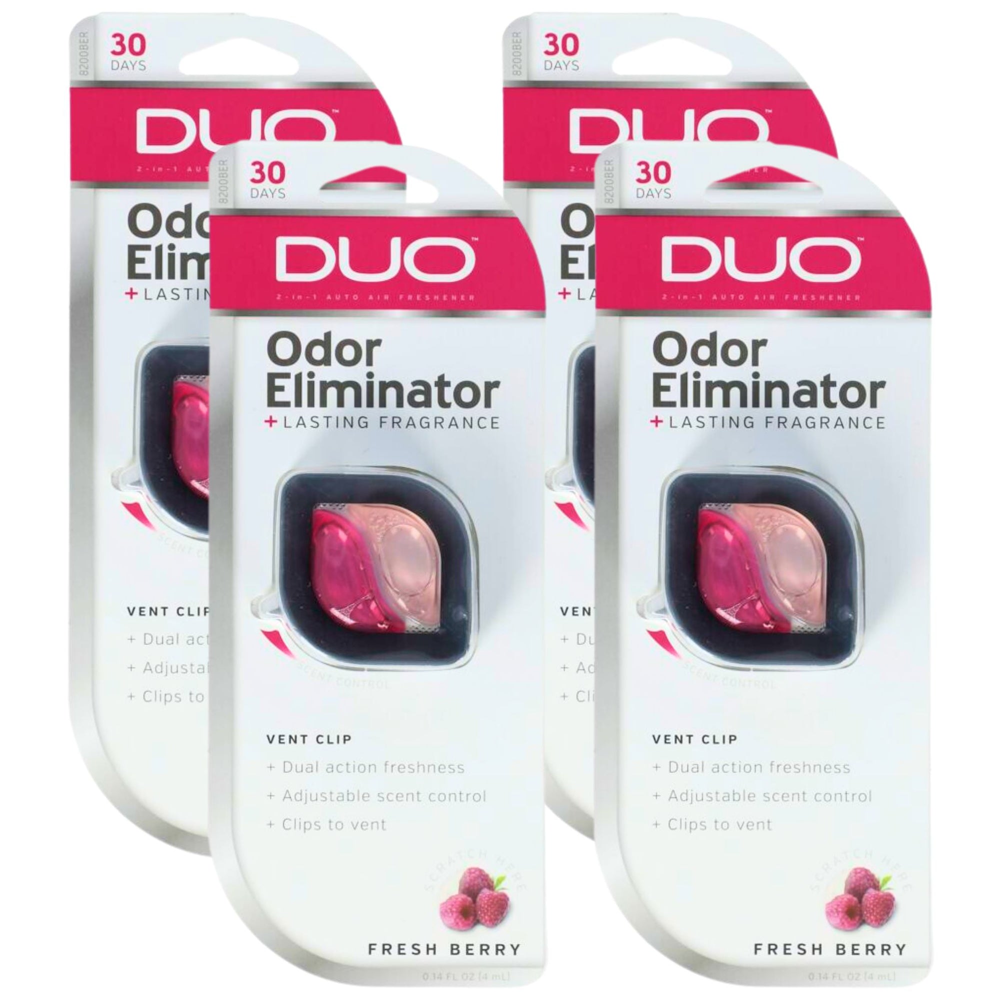 Duo Fresh Berry Odor Eliminator Vent Clip Air Freshener - 4 Pack - South East Clearance Centre