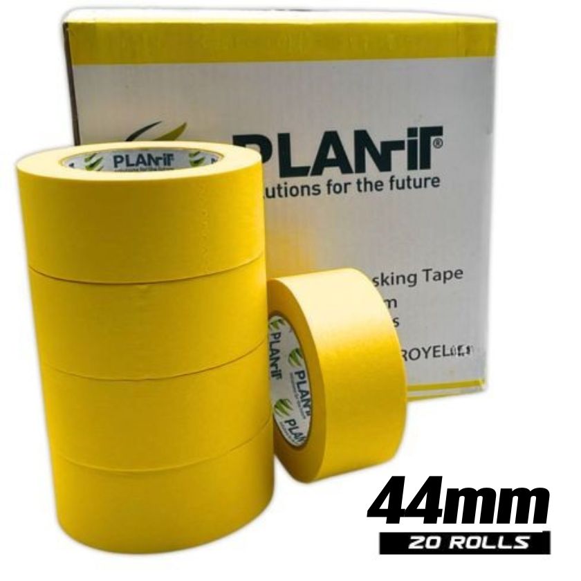 Planit Brand Yellow Painters Masking Tape (50 metres per roll) - 44mm (20 rolls) - South East Clearance Centre