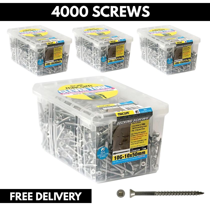 Macsim 8G X 50mm Decking Screws TRIM T17 SS304 (4000 Pack) - South East Clearance Centre