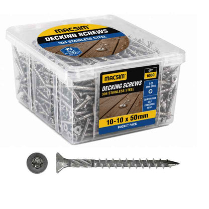 Macsim 10GX50mm Decking Screw Torx Drive T17 304 Stainless - 1000pcs