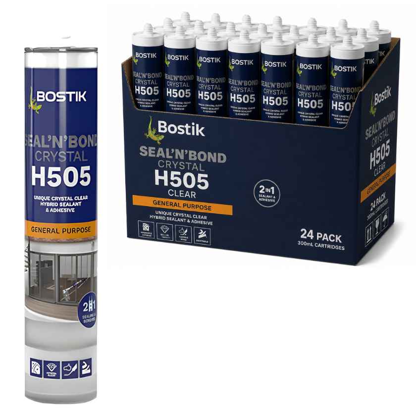 Bostik Seal ‘N’ Bond Crystal Clear Sealant & Adhesive H505 - (Box of 24) - EXP JAN 2025