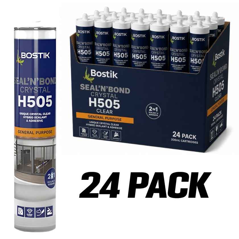 Bostik Seal ‘N’ Bond Crystal Clear Sealant & Adhesive H505 - (Box of 24) - EXP JAN 2025
