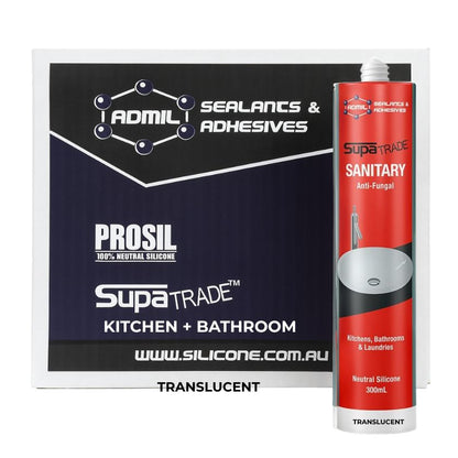 Admil SupaTrade Sanitary Kitchen Bathroom and Laundry Silicone - Transculent Clear 300mL (20 Pack)