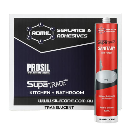 Admil SupaTrade Sanitary Kitchen Bathroom and Laundry Silicone - Transculent Clear 300mL (20 Pack)
