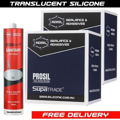 Admil SupaTrade Sanitary Kitchen Bathroom and Laundry Silicone - Transculent Clear 300mL (40 Pack)