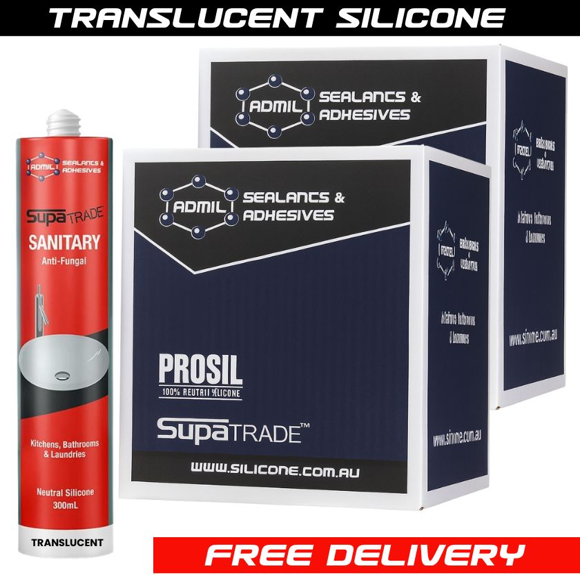 Admil SupaTrade Sanitary Kitchen Bathroom and Laundry Silicone - Transculent Clear 300mL (40 Pack)